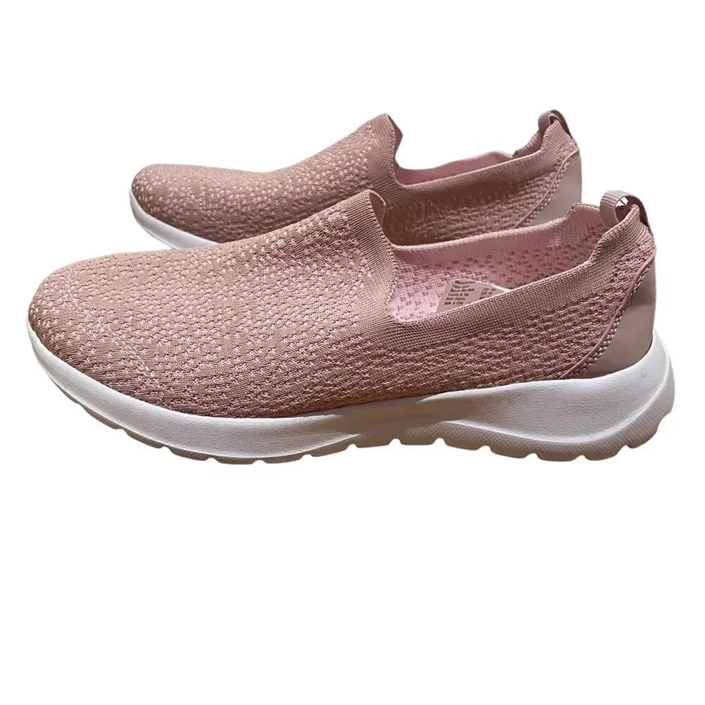 Athletic Works Knit Slip On Sneakers Soft Pink Walking Comfort Women’s Size 8.5